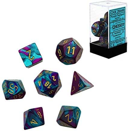 CHX26449 Purple/Teal Gemini 7PC Polyhedral Dice Set image 0